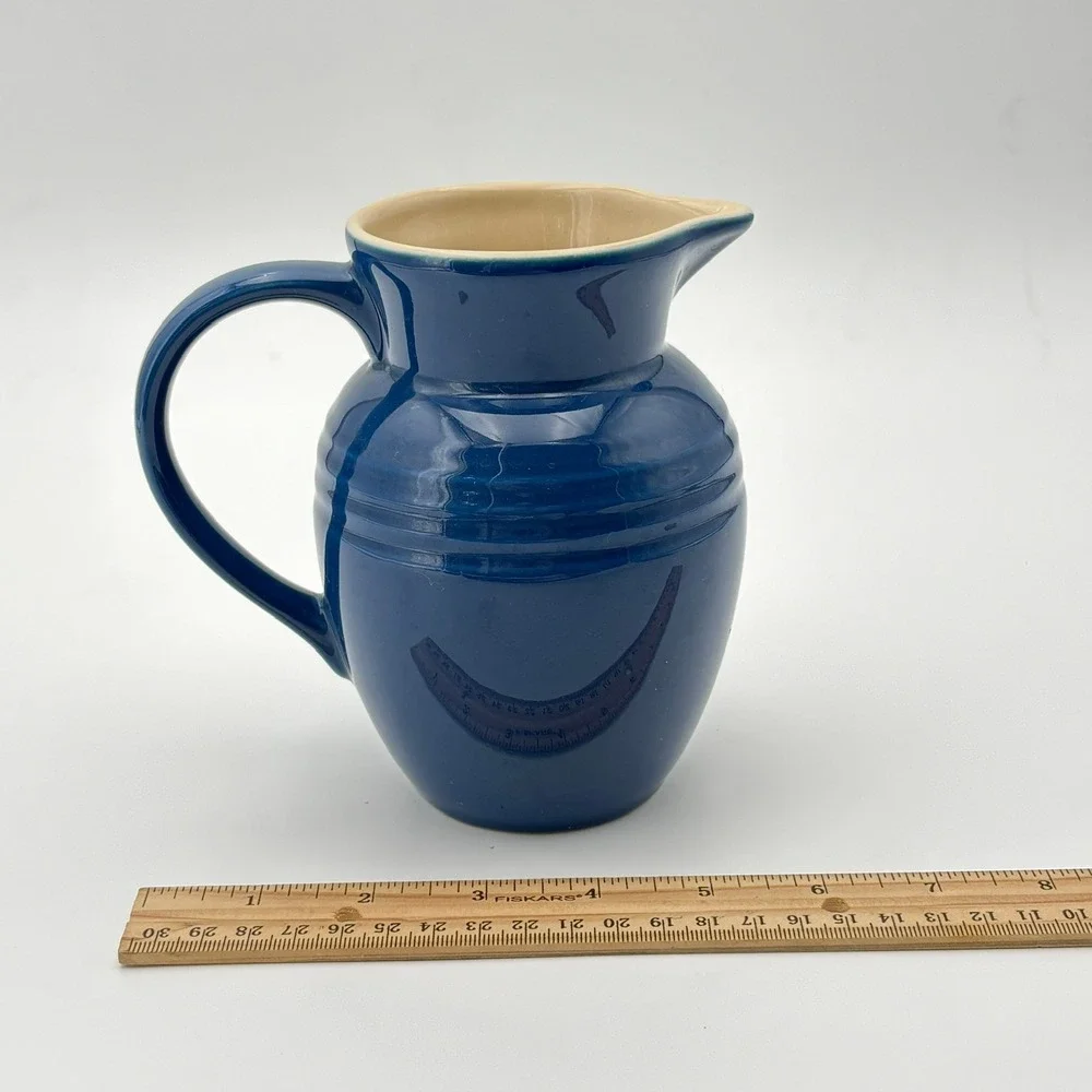 Le Creuset Cobalt Blue Stoneware Pitcher 0.7L 24oz French Country Creamer Jug